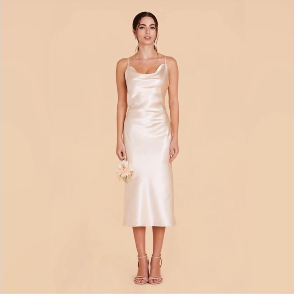 Birdy Grey Satin Midi Dress Champagne Medium